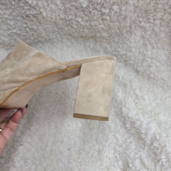 Patricia Green Dylan Chunky Tan Suede Platform Slide Sandals sz 10 - Picture 6 of 10